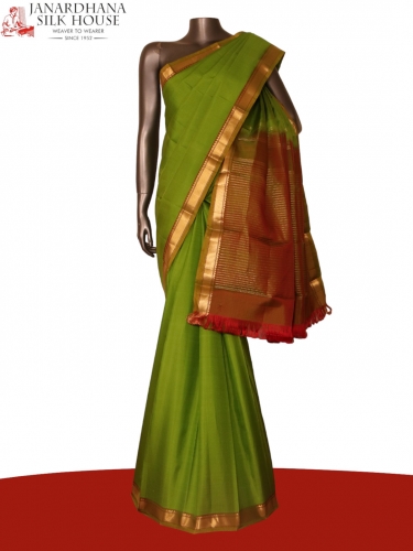 Traditional Contrast Wedding South Silk Saree